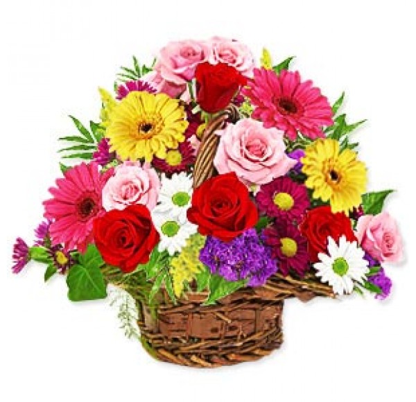 Basket of Sizzling Mixed Flowers